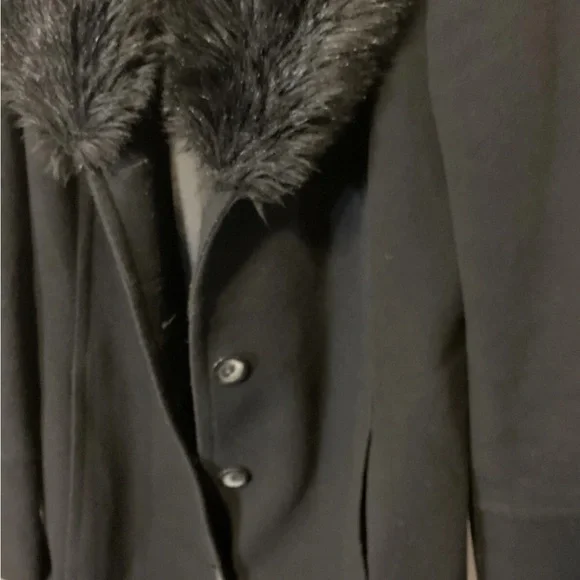 Dorothy Perkins womens sz M Uk 10 Black Pea Coat with Fur Collar - Picture 6 of 6